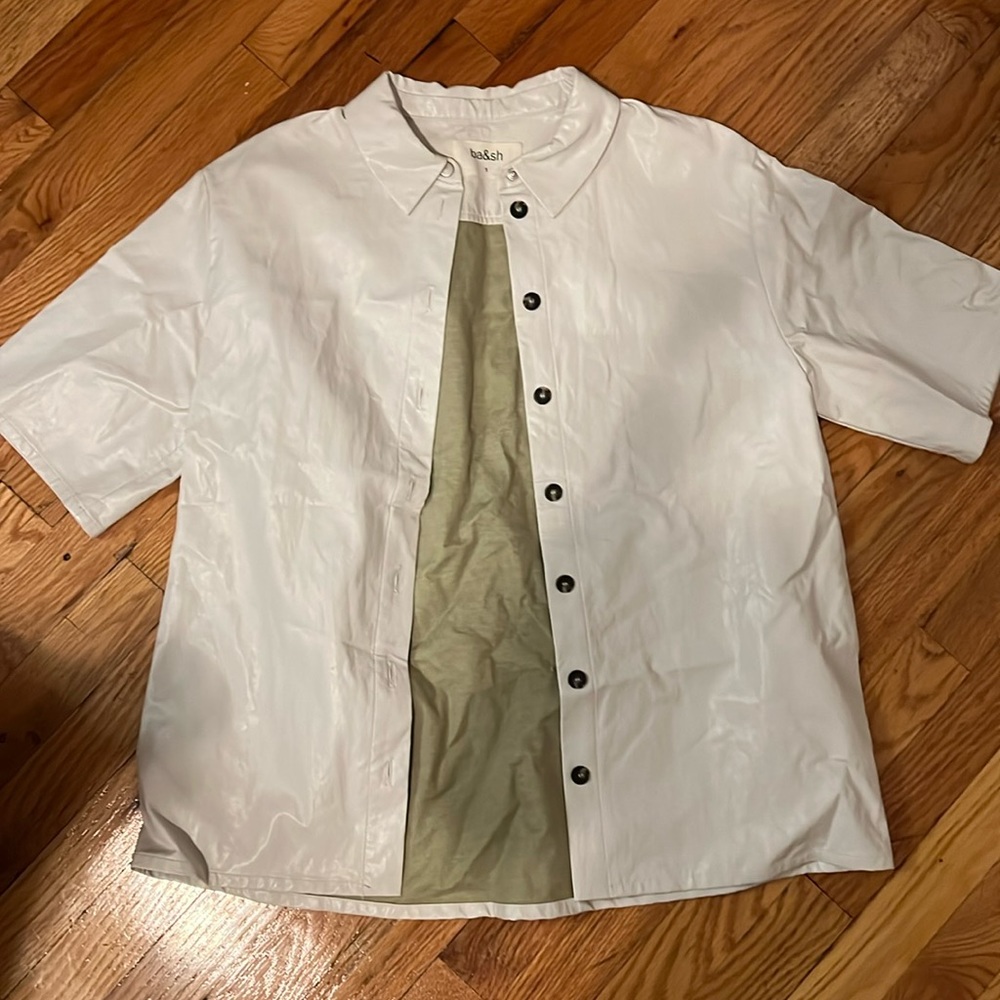 BA&SH Faux Leather Gray Overshirt